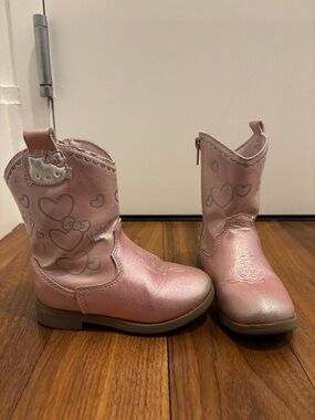 Hello Kitty Pink Metallic Heart Cowboy Boots